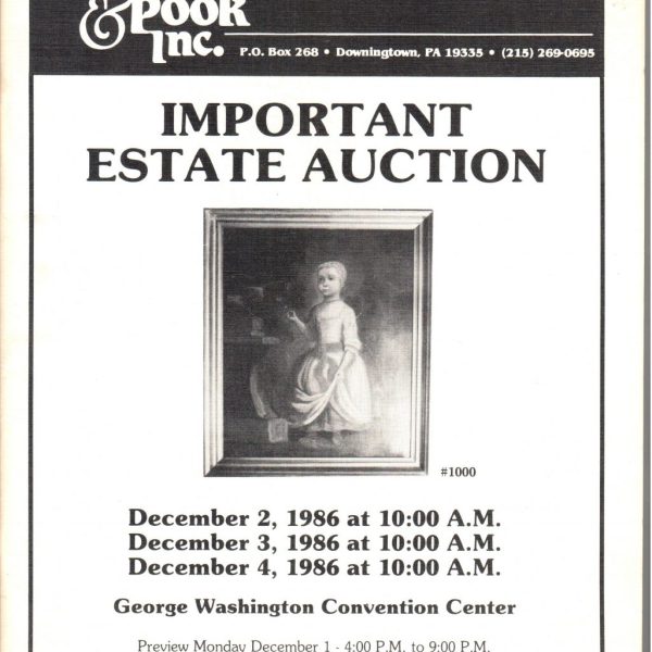 Important Estate Auction, December 2, 3, & 4, 1986
